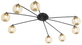 Модерна лампа за таван черна със златни 8 лампи - Athens Wire