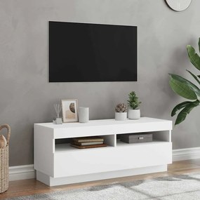 804454 vidaXL ТВ шкаф с LED осветление, бял, 100x35x40 см