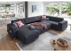 Антрацитен разтегателен/с място за съхранение ъглов диван (десен ъгъл/U форма) Classy Sophie – Miuform