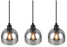 Черно-сребристо висящо осветително тяло със стъклен абажур Molly – Trio