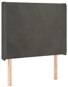 3119337 vidaXL Горна табла за легло с уши, тъмносива, 93x16x118/128 см, кадифе