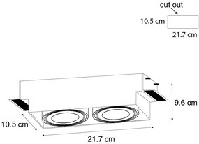 Вграден прожектор бял GU10 AR70 Trimless 2-светлина - Oneon