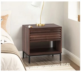 Тъмнокафяво нощно шкафче с орехов плот Celine – Støraa