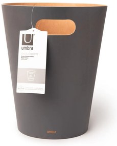 Тъмносиво дървено кошче за боклук 7,5 l Woodrow – Umbra