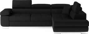Черен разтегателен ъглов диван с място за съхранение (десен ъгъл L форма) Anton – ELTAP