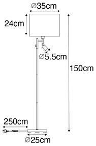 Подова лампа черна с бял интериор и лампа за четене - Jelena