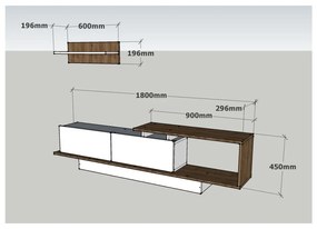 Бял/естествен шкаф за телевизор 180x55 cm Asos - Woody Fashion