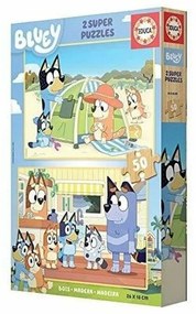 Комплект от 2 Пъзела Bluey Дървен 50 Части