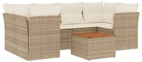 3255827 vidaXL Градински диван с възглавници, 7 части, бежов полиратан