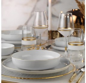 Порцеланов сервиз за хранене, 24 части, бял/златист