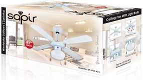 Вентилатор за таван с 1 лампа SAPIR SP 1760 4C1L, 50W, 106 см, 3 степени, Въртене в две посоки, Бял