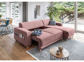 Розов разтегателен/с място за съхранение ъглов диван Classy Sophie – Miuform