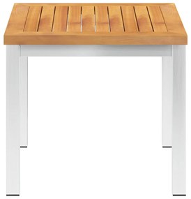 46492 vidaXL Градинска странична маса 45x45x38 см акация масив и инокс