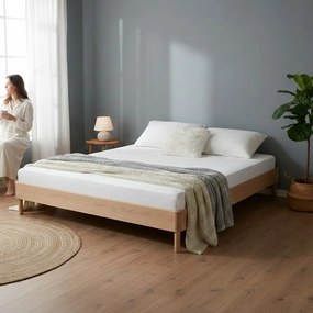 Двойно легло 180x200 cm от масивен дъб без табла без ламелно дъно в естествен цвят Forrest – Vipack