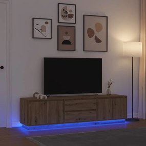 3328443 vidaXL ТВ шкаф с LED светлини, artisan дъб, 193,5x41x50 см
