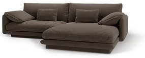 Кафяв кадифен ъглов диван (десен ъгъл) Torino – Micadoni