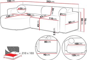 Ъглов диван Nicelo-Светло сиво