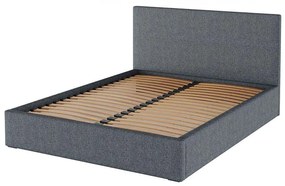 Сиво тапицирано двойно легло с място за съхранение с решетка 160x200 cm Bufo Bed - MESONICA