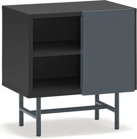 Черно/антрацитно матово нощно шкафче с рафтове Nube – Teulat