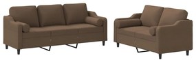 3201853 vidaXL Комплект дивани 2 части с възглавници кафяв текстил