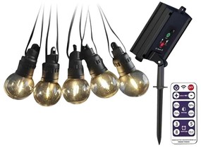 LED Соларна верига 10xLED/0,5/4,5V 12 m 3000K IP44 + + д.у.