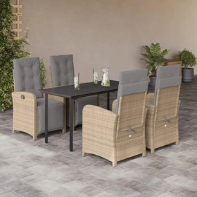 3212593 vidaXL Градински комплект с възглавници, 5 части, бежов полиратан