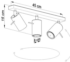 Сива лампа за таван , дължина 45 cm Etna - Sollux