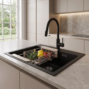 Стоманена мивка с комплект аксесоари 3 бр. REA Leo 50 Black