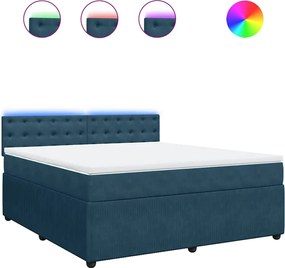 3290122 vidaXL Боксспринг легло с матрак, синьо, 180x200 см, кадифе