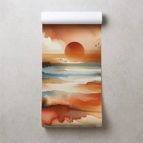 Тапет – Абстрактен акварелен залез