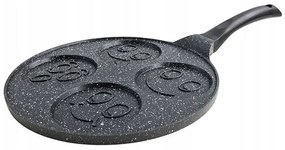 Тиган за палачинки с личица ZILNER ZL 2421, 26 см, 4 различни форми, Мраморно покритие, Черен