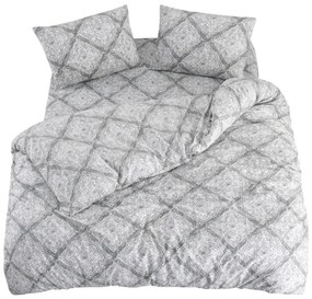 Сиво двойно удължено спално бельо с включен долен чаршаф 4 части 200x220 cm Geometric – Mila Home