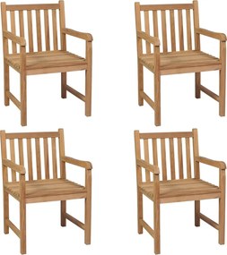 3073022 vidaXL Градински столове, 4 бр, бежови възглавници, тиково дърво масив