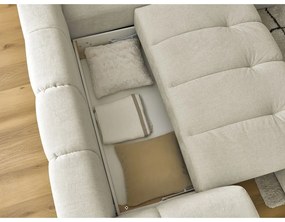 Бежов сгъваем/с място за съхранение ъглов диван (десен ъгъл/L форма) Fuji – Bobochic Paris