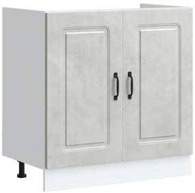 853451 vidaXL Шкаф за мивка, Kalmar, бетонно сив 80x46x81,5см инженерно дърво