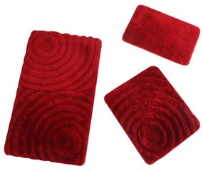 Комплект от 3 червени постелки за баня Wave - Foutastic