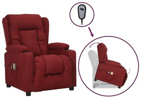3093436 vidaXL Изправящ масажен стол, виненочервен, текстил