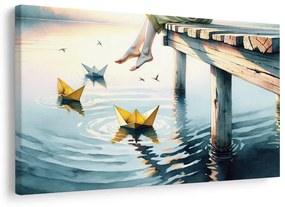 Картина на платно – Хартиени лодки на вода