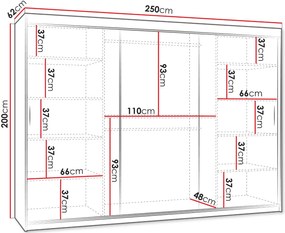 Гардероб Selfie 250 плъзгащ-Кашмир