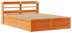 3307097 vidaXL Рамка за легло с табла, восъчнокафяв, 140x190 см, масивно дърво