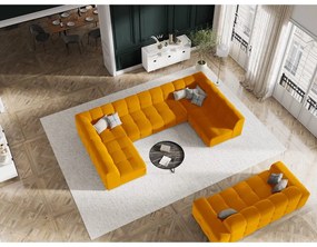 Ъглов диван от кадифе в цвят охра и жълто (U-образна форма) Kendal - Micadoni Home