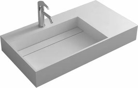 Мивка за баня 7955, монтаж върху плот, iStone Solid Surface, бял, 90x48x13см