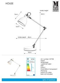 Бяла настолна лампа Таблица Бяла House - Markslöjd