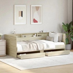 3280841 vidaXL Дневно легло с чекмеджета, без матрак, сонома дъб, 100x200 см