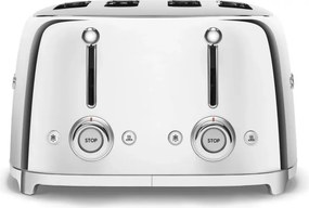 Тостер за хляб SMEG 50's Style TSF03SSEU, 2000W, 4 филии, 6 нива, Тавичка за трохи, Вграден кабел, Неръждаема стомана, Сребрист