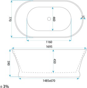 Свободностояща акрилна вана Olivia 170