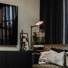 Дизайнерска настолна лампа черна с LED с докосване и индукционно зарядно - Don