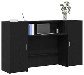 3324206 vidaXL Рецепционно бюро, черен дъб, 180x50x103,5 см, инженерно дърво