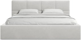 Светлосиво кадифено двойно легло 140x200 cm тапицирано с място за съхранение и включена подматрачна рамка Hiko – Makamii