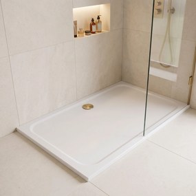 Корито за душ кабина-акрилно Rea Belmond White 80x100 Brush Gold
